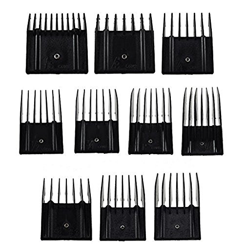 Miaco Universal Clipper Guide Comb Guard Set, 10 Pieces, Fits Oster Classic 76, A5, Andis AG, BG, Wahl, etc