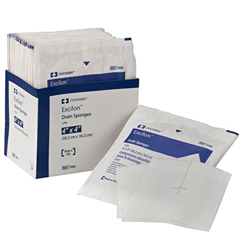 Covidien 7086 Excilon Drain Sponge, Sterile 2’s in Peel-Back Package, 4″ x 4″, 6-ply (Pack of 50) – 1 box