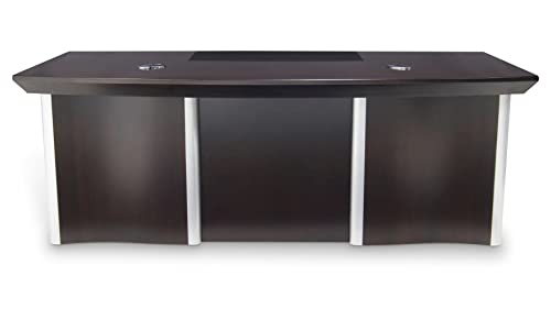 Zuri Furniture 83″ Modern Lincoln Dark Walnut Wood Desk with Mobile Pedestal and Return