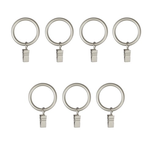 Umbra Cappa Clip Curtain Rings – Large Curtain Rings with Metal Clips for 1 Inch Curtain Rods, Set of 7, Nickel
