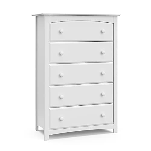 Storkcraft Kenton 5 Drawer Dresser (White) – Dresser for Kids Bedroom, Nursery Dresser Organizer, Chest of Drawers for Bedroom with 5 Drawers, Universal Design for Children’s Bedroom