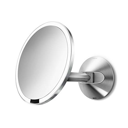 simplehuman ST3002 20cm Wall Mount Rechargeable Sensor Mirror, Light Up Bathroom Makeup Magnifying Mirror, 5x Magnification, Telescopic Swing Arm, LED Tru-Lux Light System, Brushed Stainless Steel | The Storepaperoomates Retail Market - Fast Affordable Shopping