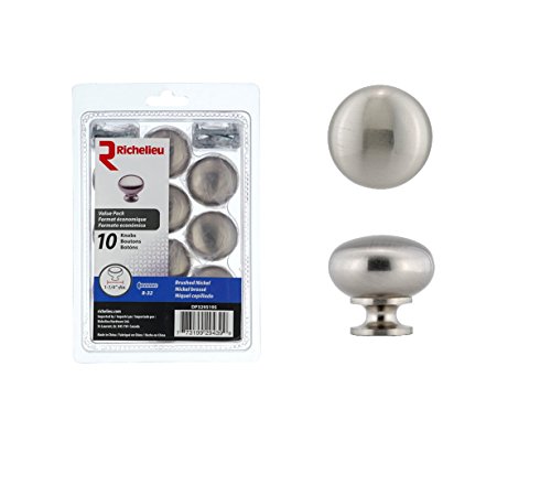 Richelieu Hardware – DP3295195 – Pack of 10 units – Contemporary Metal Knobs – 3295 – Brushed Nickel Finish