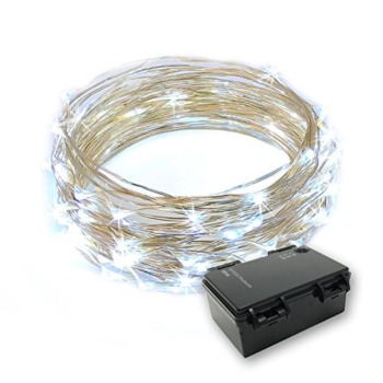 RTGS 60 LEDs String Lights Battery Operated on 20 Feet Long Silver Color Wire, Indoor and Outdoor with Waterproof Battery Box and Timer (Cold White) | The Storepaperoomates Retail Market - Fast Affordable Shopping