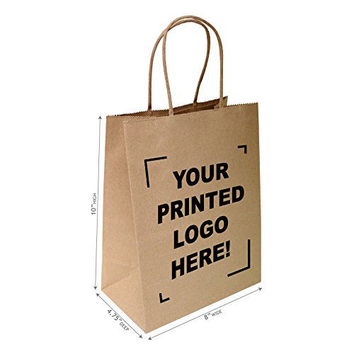8″x4.75″x10″ 100 Pcs Custom Printed Brown Kraft Paper Bags Shopping Merchandise Bags Party Bags Gift Bags Retail Bags Craft Bags