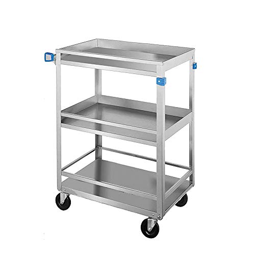 Lakeside Manufacturing 316 Guard Rail Utility Cart, Stainless Steel, 3 Shelves, 300 lb. Capacity (Fully Assembled)
