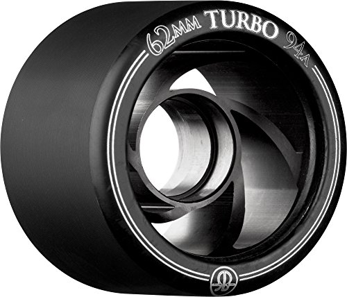 Rollerbones Turbo 94A Speed/Derby Wheels with an Aluminum Hub (Set of 8), 62mm, Black