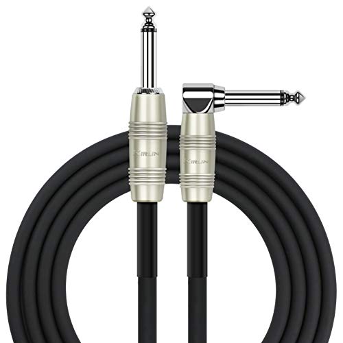 Kirlin Cable IP-202PR-20/BK – 20 Feet – Straight to Right Angle 1/4-Inch Plug Instrument Cable Black PVC Jacket