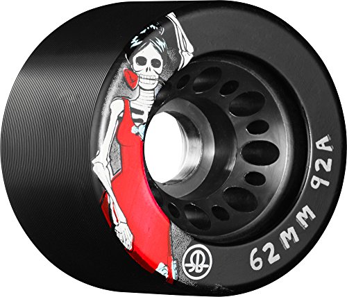 Rollerbones Day of the Dead 92A Speed/Derby Wheels with a Nylon Core (Set of 4), 62mm, Black