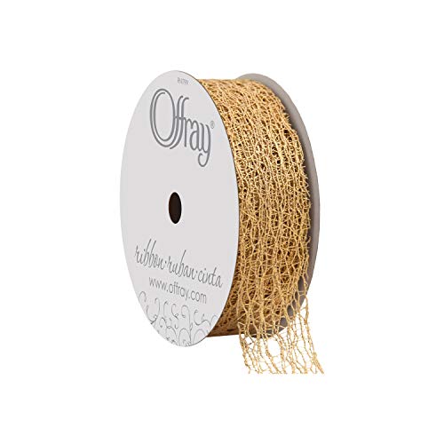 Offray Gold Metallic Web Craft Ribbon, 7/8-Inch x 9-Feet
