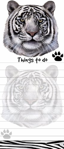 “White Tiger Magnetic List Pads” Uniquely Shaped Sticky Notepad Measures 8.5 by 3.5 Inches