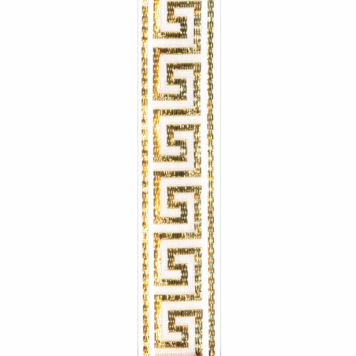 Offray, White Greek Key Craft Ribbon, 7/8-Inch x 9-Feet
