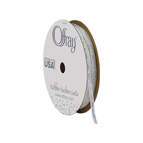 Offray, Silver Metallic Craft Ribbon, 1/8-Inch x 15-Feet, 1/8 Inch