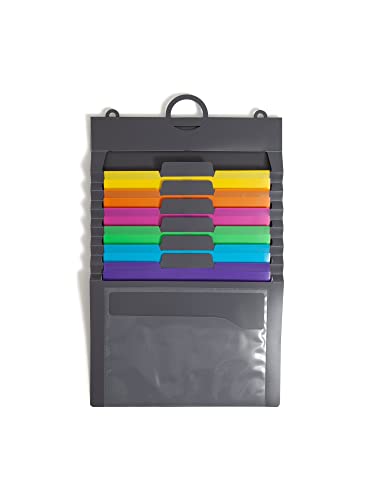 Smead Cascading Wall Organizer, 6 Removable Folder Pockets, Letter Size, Gray/Bright Pockets (92060)