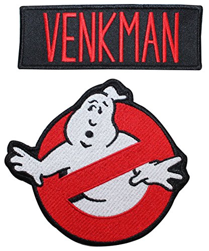 Ghostbusters Venkman Name Tag & No Ghost Embroidered Iron On Applique Patch