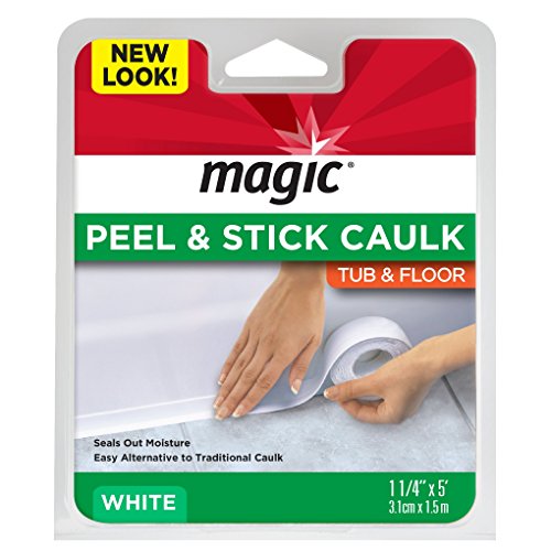 Magic American Tub/Floor Peel and Stick Caulk, 1-1/4″ x 5′ (3.1cm * 1.5m) , (1 Count (Pack of 1), white)