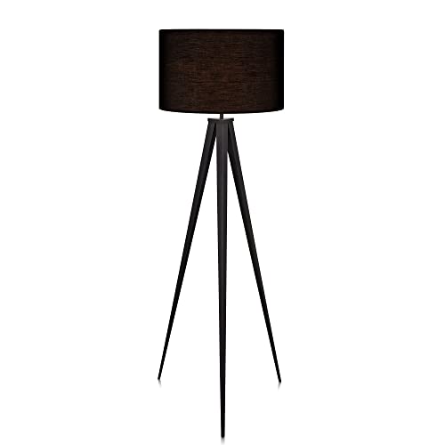 Teamson Home Versanora Romanza Tripod Metal Legs LED Floor Lamp, Black
