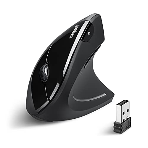 Perixx PERIMICE-713 Wireless Ergonomic Vertical Mouse – 800/1200/1600 DPI – Right Handed – Recommended with RSI User
