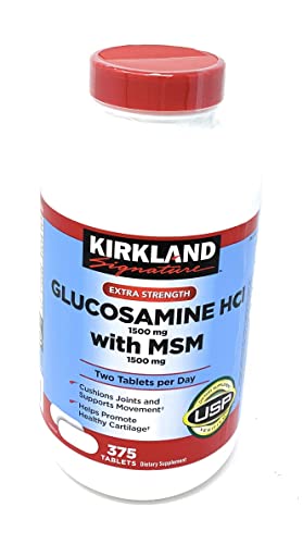 Kirkland Signature Extra Strength Glucosamine HCI 1500mg With MSM 1500 mg 375 Tablets