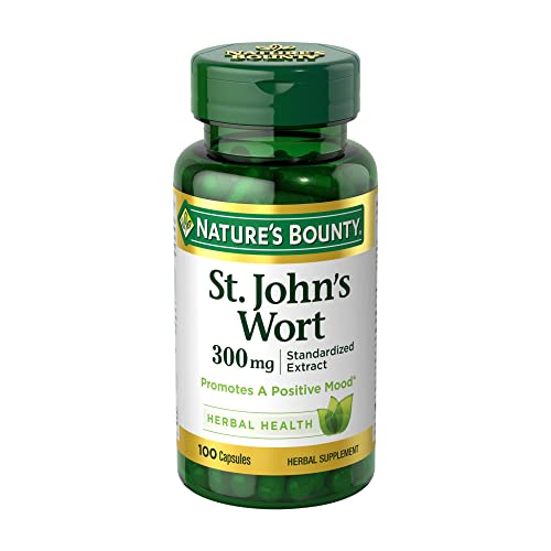Nature’s Bounty St. John’s Wort 300mg Capsules, Herbal Health Supplement, Promotes a Positive Mood, 100 Capsules