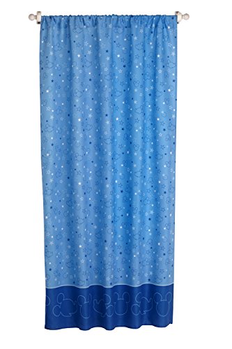 Disney Mickey Mouse Playground Pals Curtain Panel with Tie Back, Blue and Light Blue