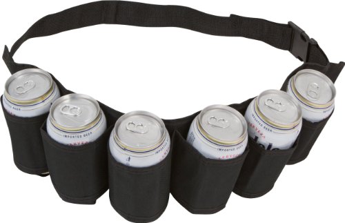 EZ Drinker Beer & Soda Can Holster Belt 6 Pack (Black Design)