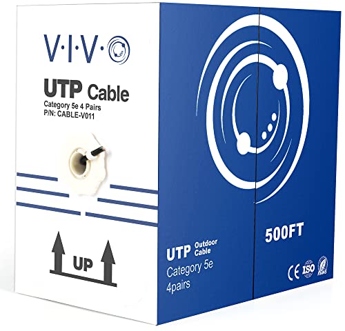VIVO Black 500ft Bulk Cat5e, CCA Ethernet Cable, UTP Pull Box, Cat-5e Wire, Waterproof, Outdoor, Direct Burial CABLE-V011
