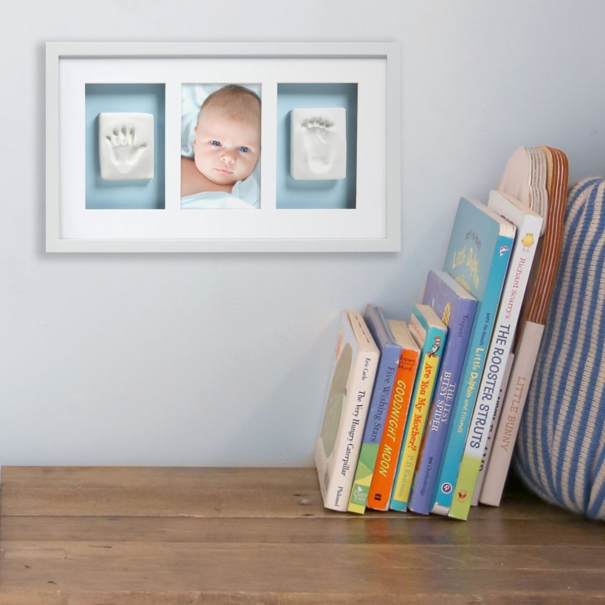 Pearhead Babyprints Deluxe Wall Frame, Reversible Pink & Blue Newborn Handprint and Footprint Photo Frame Kit, Clay Baby Prints Impression Kit, Gender-Neutral Baby Keepsake, Baby Nursery Décor, White | The Storepaperoomates Retail Market - Fast Affordable Shopping