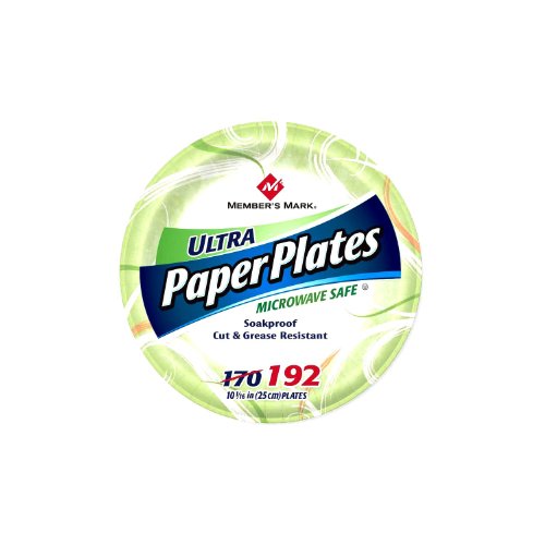Member’s Mark 10-1/16 InchUltra Paper Plate, 192 Count