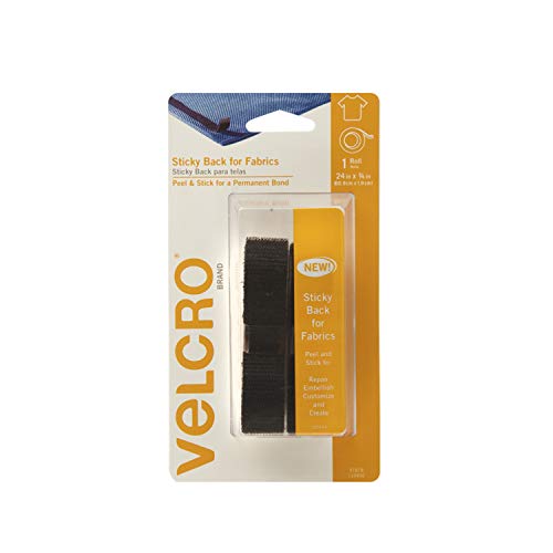VELCRO Brand Sticky Back for Fabrics | 24″ x 3/4″ Tape with Adhesive | No Sewing Needed | Cut Strips to Length Permanent Bond to Clothing for Hemming and Closures
