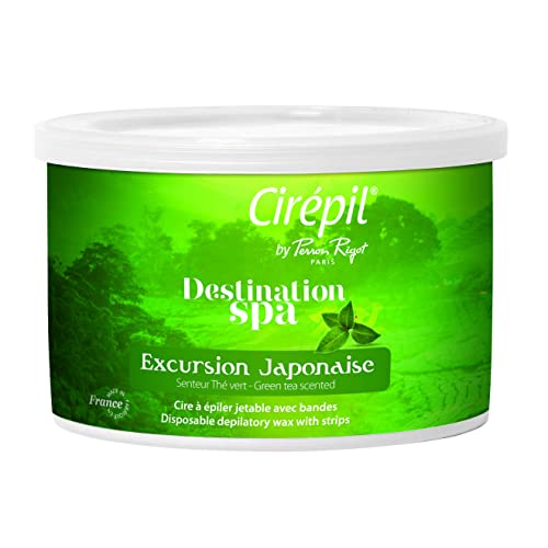 Cirepil – Destination SPA, Excursion Japonaise – 400g / 14.11 oz Wax Tin – Green Tea Scent – Thin Gel Texture – Perfect for Large Areas & All Hair Types – Strips Needed
