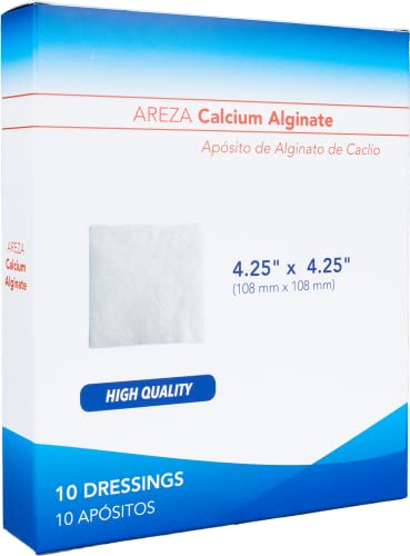 Calcium Alginate 4.25″ x 4.25″ 10/Box (10 Wound Dressings per Box) One Box by Areza Medical