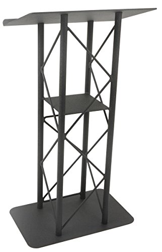Displays2go 25″ Black Truss Podium for Floor with Interior Shelf, Aluminum & Steel (LCT4PSTPBK)