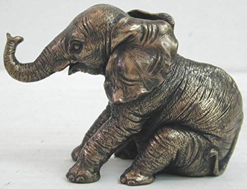 Baby Elephant Sitting and Facing Ahead Mini 3.25″ L Figurine