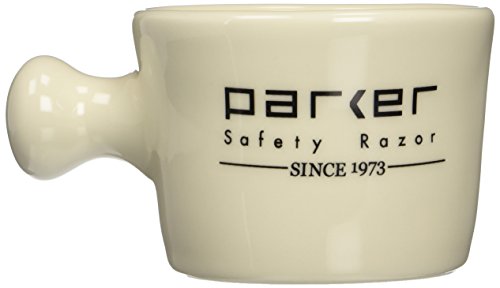 Parker Safety Razor Deluxe Stoneware Apothecary Shaving Mug – for use with up to 3” Shave Soaps and Lathering Shave Creams – Handmade in The USA (Ivory)