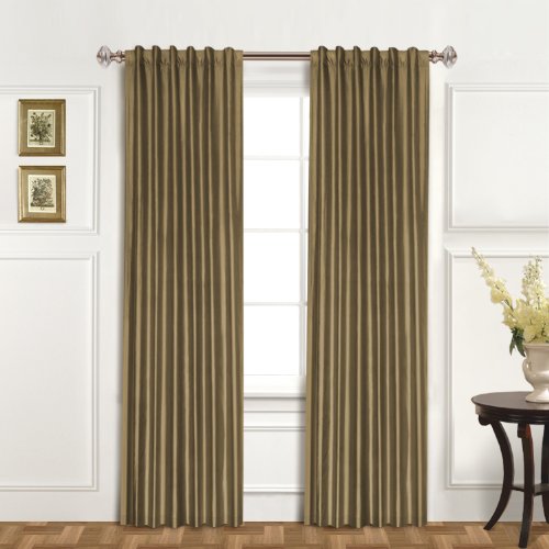 United Curtain 100-Percent Dupioni Silk Window Curtain Panel, 42 by 84-Inch, Taupe