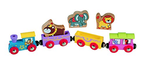 maxim enterprise, inc. Wooden Animal Train Circus – Compatible with All Major Name Brand Wooden Train Sets