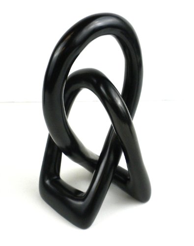 Global Crafts Natural Soapstone 6-inch Lover’s Knot in Black