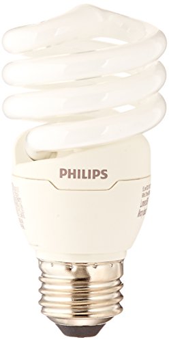 Philips LED 420091 Energy Saver Compact Fluorescent T2 Twister (A19 Replacement) Household Light Bulb: 6500-Kelvin, 13-Watt (60-Watt Equivalent), E26 Medium Screw Base, Daylight Deluxe, 4-Pack