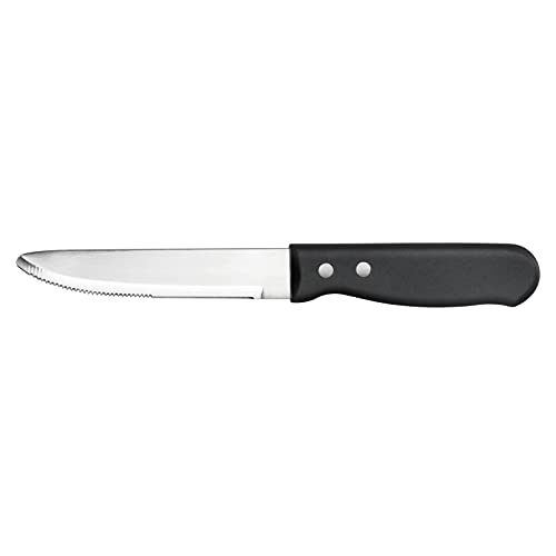 New Star Foodservice 58949 10-Inch Steak Knife, 5-Inch Rounded Serrated Blade with Plastic Handle, Jumbo, Set of 12