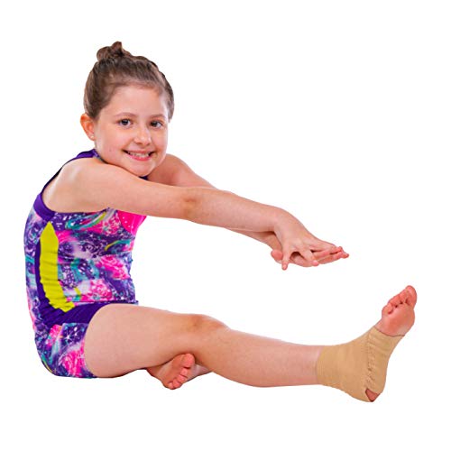 BraceAbility Kids Elastic Ankle Support | Youth Foot Sleeve Wrap & Arch Support Strap for Child Ankle Instability, Athletic Protection, Gymnastics, Soccer (Small)