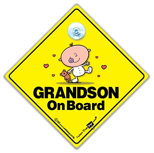 BABY iwantthatsign.com Grandson On Board Car Sign, Grandson On Board, Grandchild Car Sign, Car Decal, Car Window Sign, Baby Sign Yellow