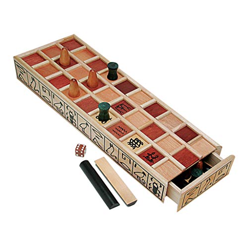 WE Games Senet Ancient Egyption Wooden Board Games, Strategy Board Game for Kids and Adults, Table Top Board Game with Built in Storage, with 10 Player Pieces, Keepsake Quality Desktop Game