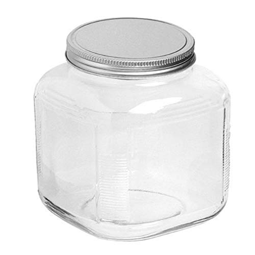 Anchor Hocking 1-Gallon Cracker Jar with Lid, Brushed Aluminum, Set of 4