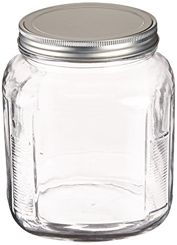 Anchor Hocking 2-Quart Cracker Jar with Brushed Aluminum Lid, Set of 4