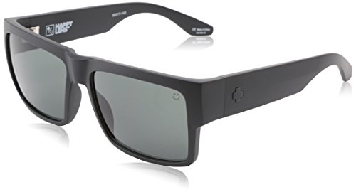 SPY Optic Cyrus, Square Sunglasses, Color and Contrast Enhancing Lenses, Matte Black – Happy Gray Green Lenses
