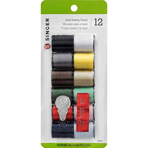 Singer 60642 100% Spun Polyester Thread Assorted Colors 12 Count (1-Pack)