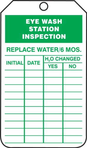 Accuform “Eye WASH Station Inspection” Pack of 25 PF-Cardstock Inspection Record Tags, 5.75″ x 3.25″, Green on White, TRS245CTP