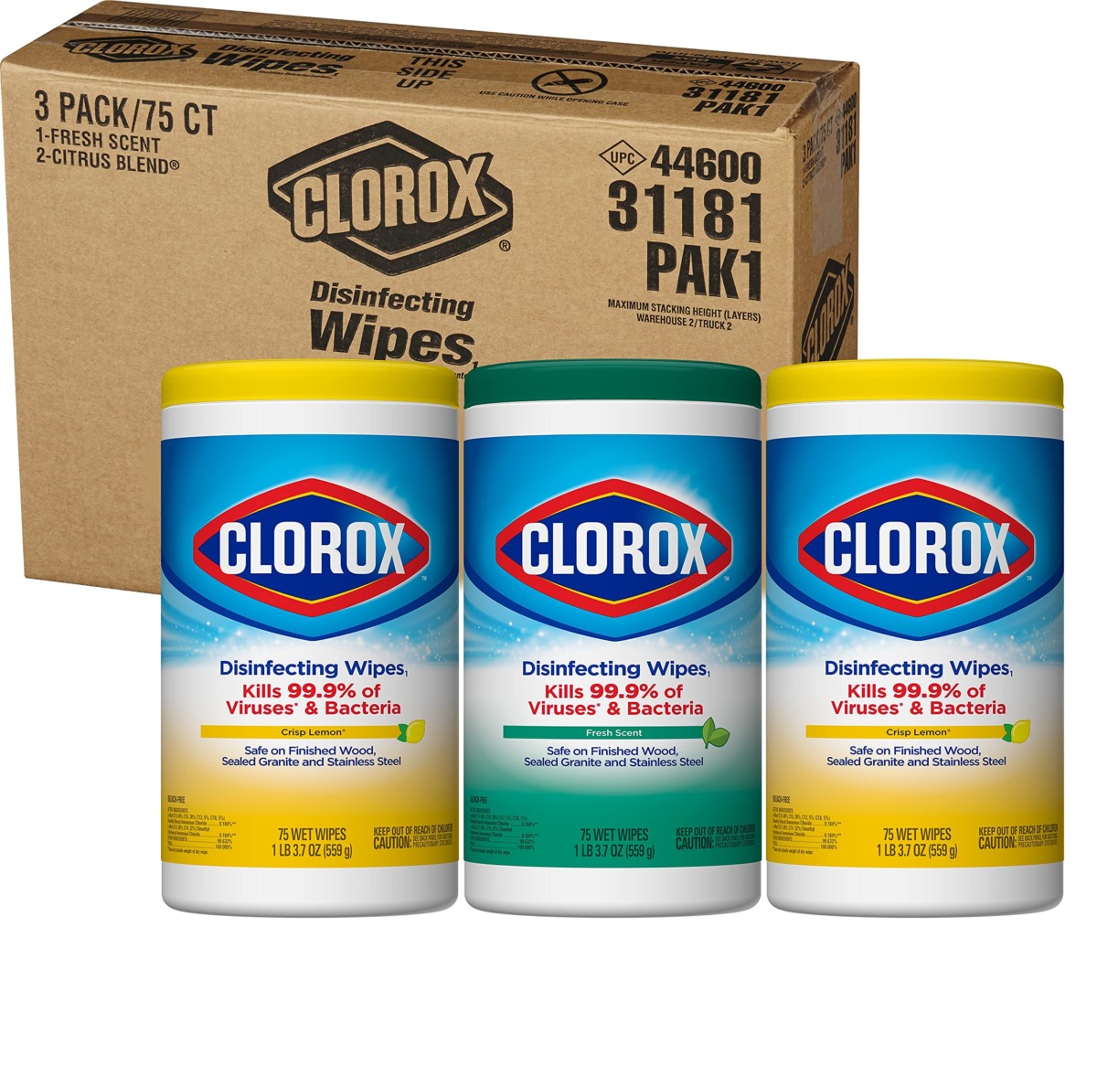 Clorox Disinfecting Wipes, Bleach Free Cleaning Wipes, Multi-surface Wipes, Fresh Scent & Crisp Lemon Value Pack, 75 Wipes (Pack of 3) – Packaging May Vary | The Storepaperoomates Retail Market - Fast Affordable Shopping