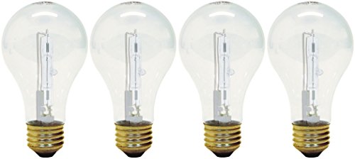 GE Lighting Crystal Clear 72-Watt, (100-watt replacement) 1490-Lumen A19 Light Bulb with Medium Base, Halogen, White (72W, 1490-Lumen)
